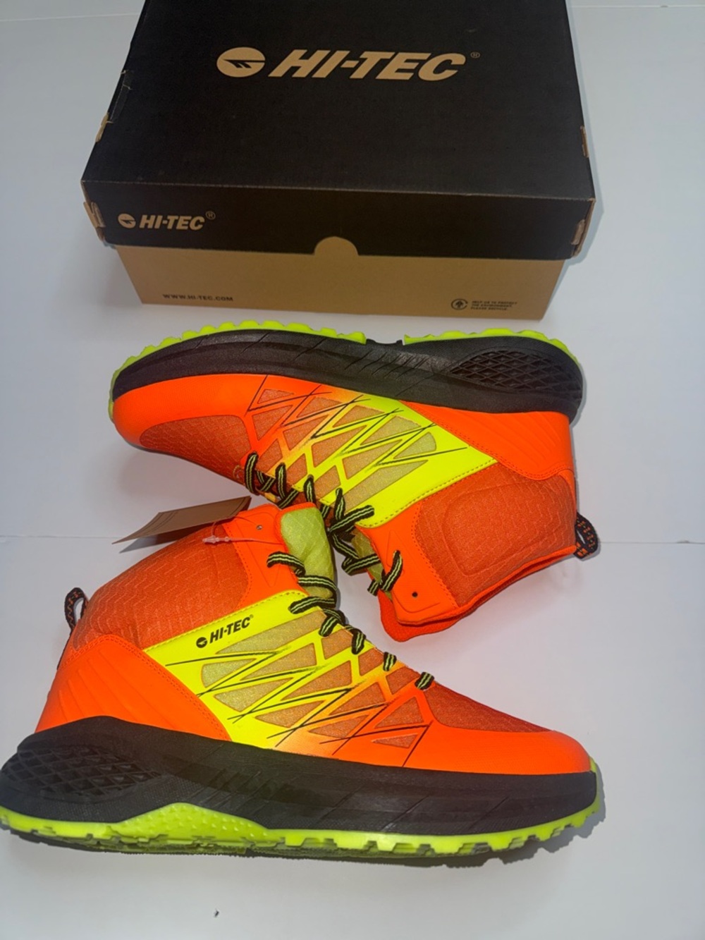 Hi-Tec Orange and Neon Green High-Top Sneakers
